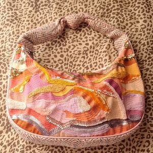 Vintage Multicolor Patterned Women's Hobo Bag
